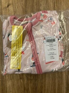 Angel Dear 2-Way Ruffle Zipper Romper - Pink Nutcracker Globe Print